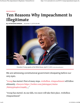 Ten Reasons Why Impeachment Is Illegitimate | National Review