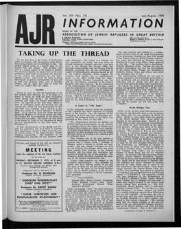 Information Issued by the Association of Jewish Refugees in Great Britain 8 Fairfax Mansions