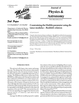 Constraining the Hubble Parameter Using Distance Modulus-Redshift