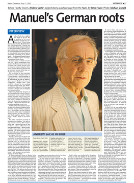 Interview L�27 Before Fawlty Towers, Andrew Sachs’S Biggest Drama Was His Escape from the Nazis