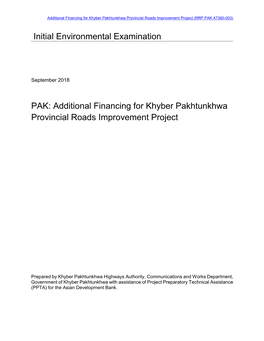 47360-003: Additional Financing for Khyber Pakhtunkhwa Provincial