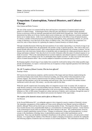 Catastrophism, Natural Disasters, and Cultural Change John Grattan and Robin Torrence