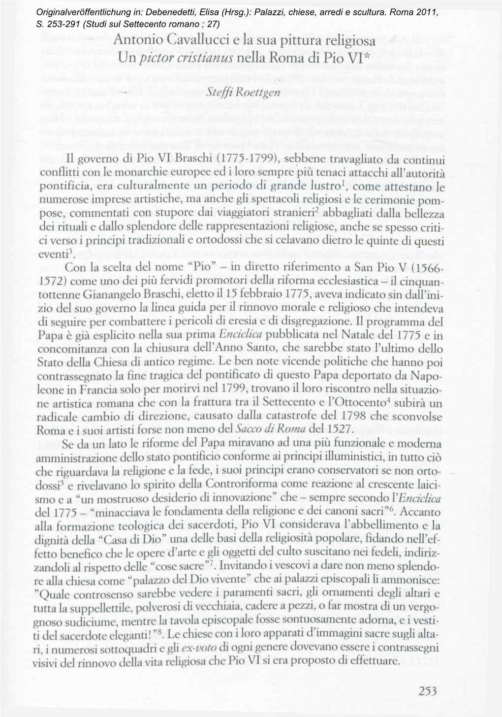 Antonio Cavallucci E La Sua Pittura Religiosa Un Pictor Cristianus Nella Roma Di Pio VI*