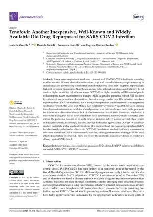 Tenofovir, Another Inexpensive, Well-Known and Widely Available Old Drug Repurposed for SARS-COV-2 Infection