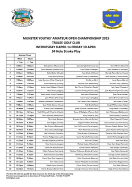 Munster Youths' Amateur Open Championship 2015