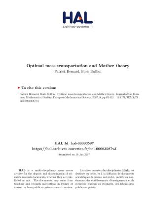 Optimal Mass Transportation and Mather Theory Patrick Bernard, Boris Buffoni