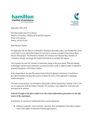Joint Letter to Minister Duclos on Basic Income Pilot