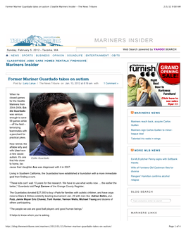 Former Mariner Guardado Takes on Autism | Seattle Mariners Insider - the News Tribune 2/5/12 9:00 AM