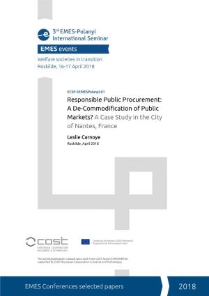 EMES Conferences Selected Papers Responsible Public Procurement: A