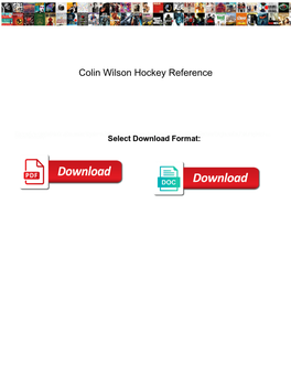 Colin Wilson Hockey Reference