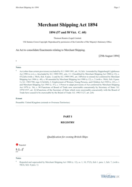 Merchant Shipping Act 1894 Page 1