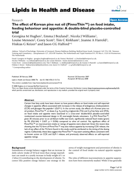 The Effect of Korean Pine Nut Oil (Pinnothin™)