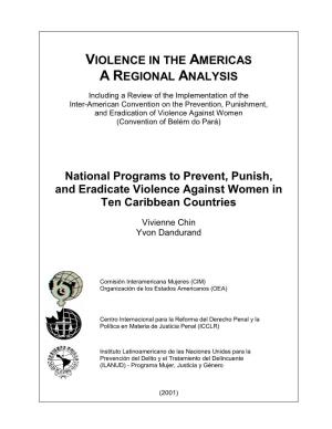 VIOLENCE in the AMERICAS a REGIONAL ANALYSIS National