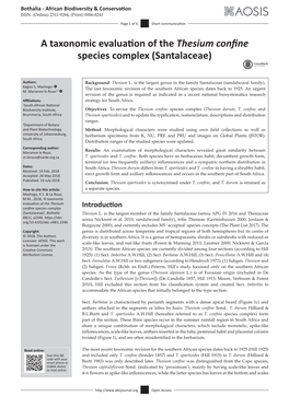 A Taxonomic Evaluation of the Thesium Confine Species Complex (Santalaceae)