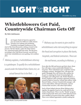 Whistleblowers Get Paid, Countrywide Chairman Gets
