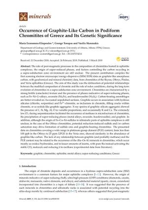 Occurrence of Graphite-Like Carbon in Podiform Chromitites of Greece and Its Genetic Signiﬁcance
