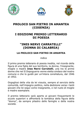 (Cosenza) I Edizione Premio Letterario Di Poesia “Ines Nervi Carratelli”