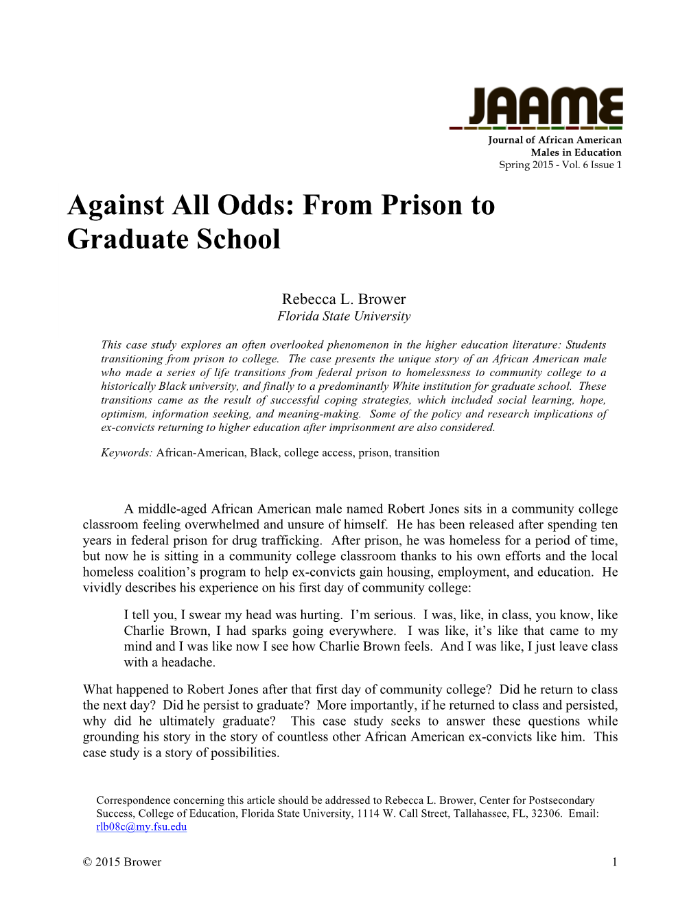 Against All Odds: from Prison to Graduate School