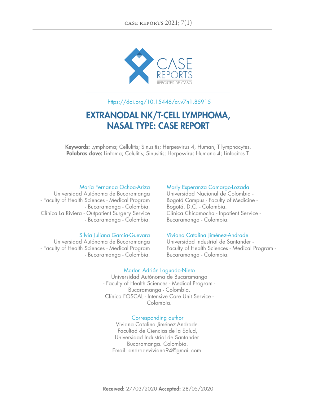 Extranodal Nk/T-Cell Lymphoma, Nasal Type: Case Report