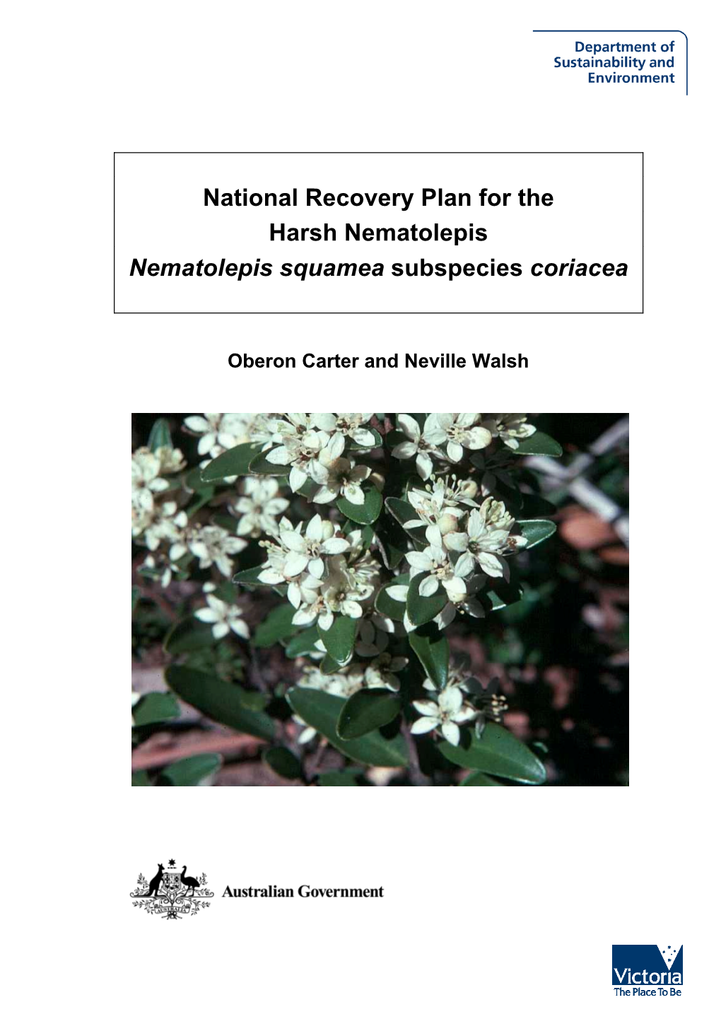 National Recovery Plan for the Harsh Nematolepis Nematolepis Squamea Subspecies Coriacea
