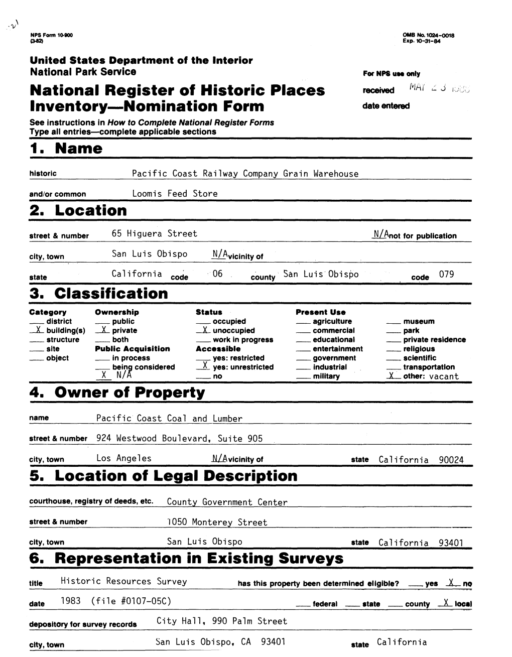 National Register of Historic Places Inventory—Nomination Form 1