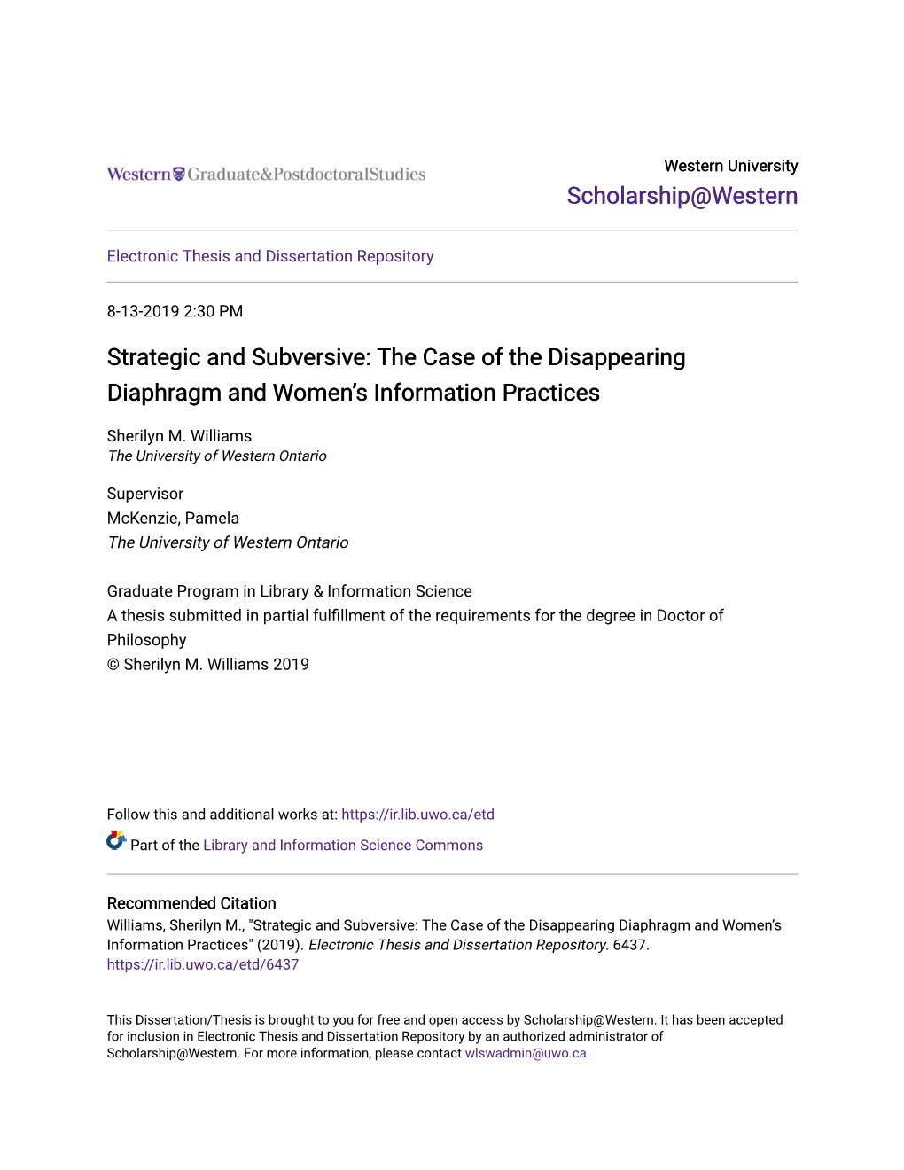 The Case of the Disappearing Diaphragm and Women's