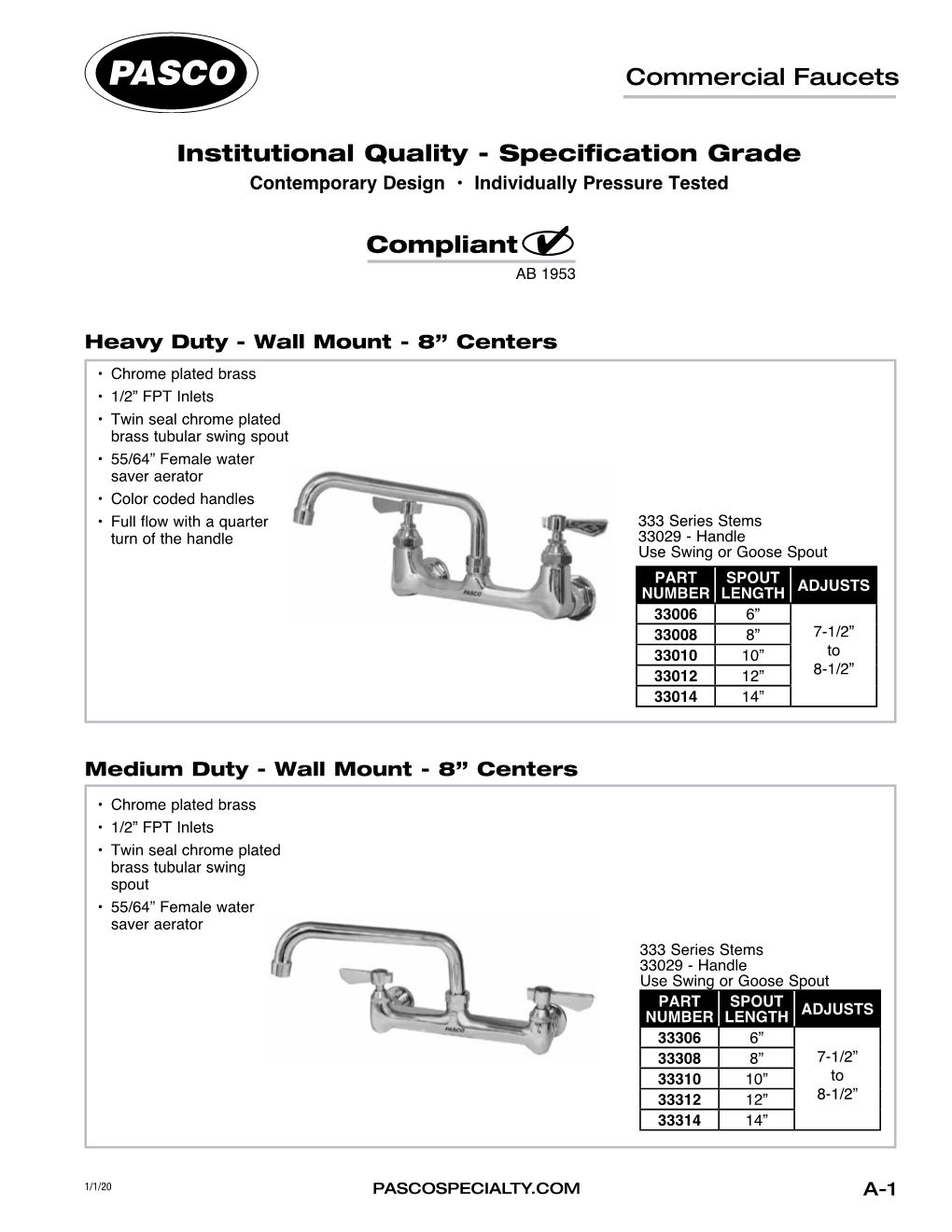 Commercial Faucets Institutional Quality