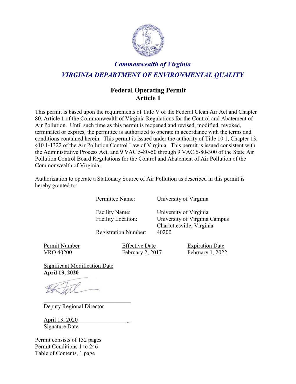 Federal Operating Permit Article 1