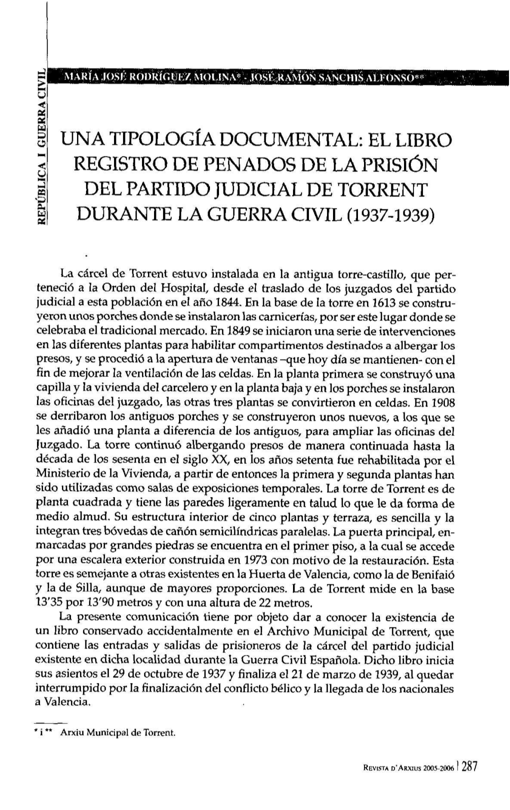 El Libro Registro De Penados De La Prisión Del Partido Judicial De Torrent