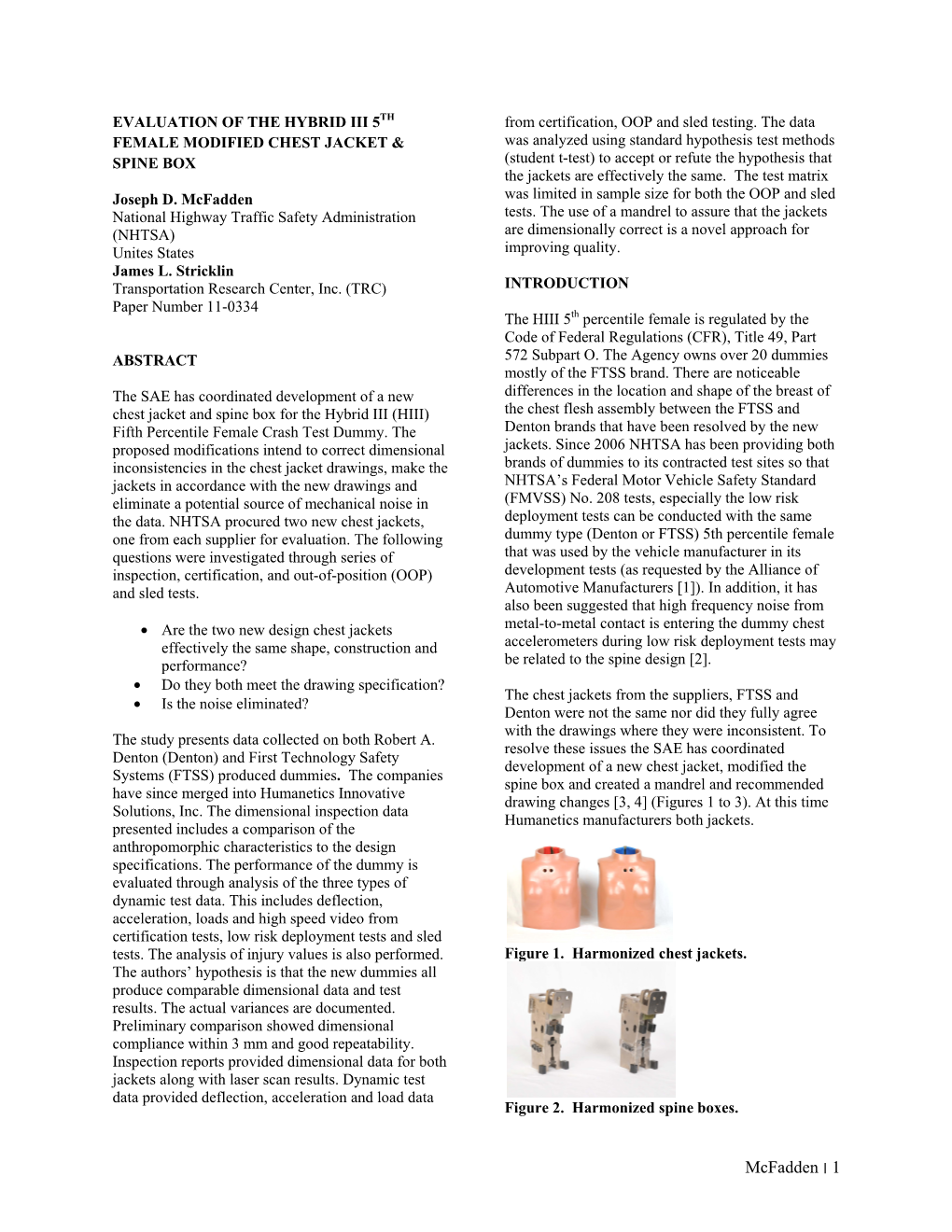 Development of Crash Test Dummies Related