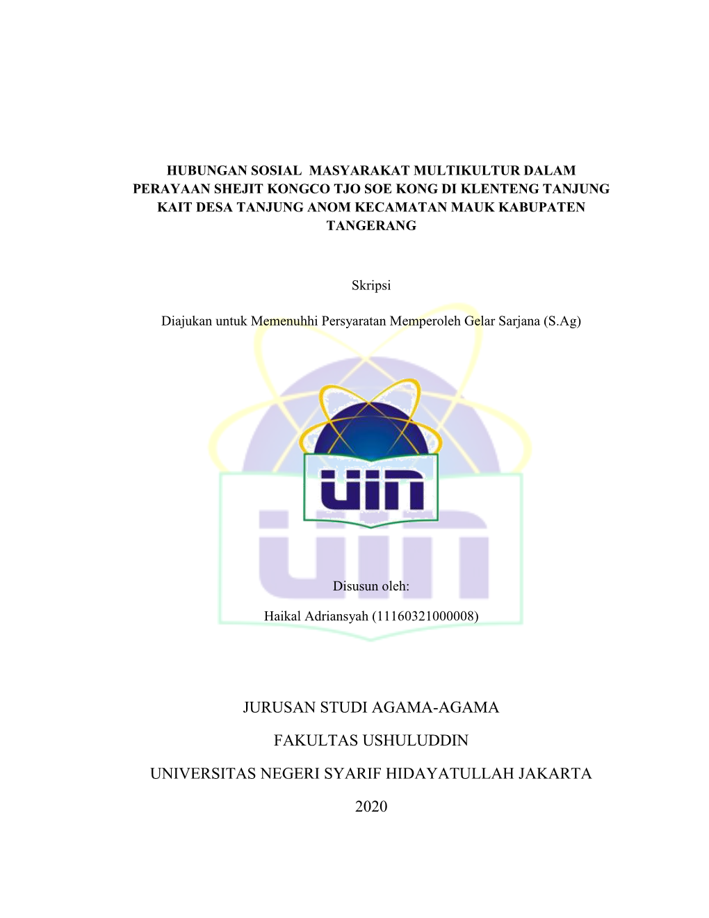 Jurusan Studi Agama-Agama Fakultas Ushuluddin UIN Syarif Hidayatullah Jakarta