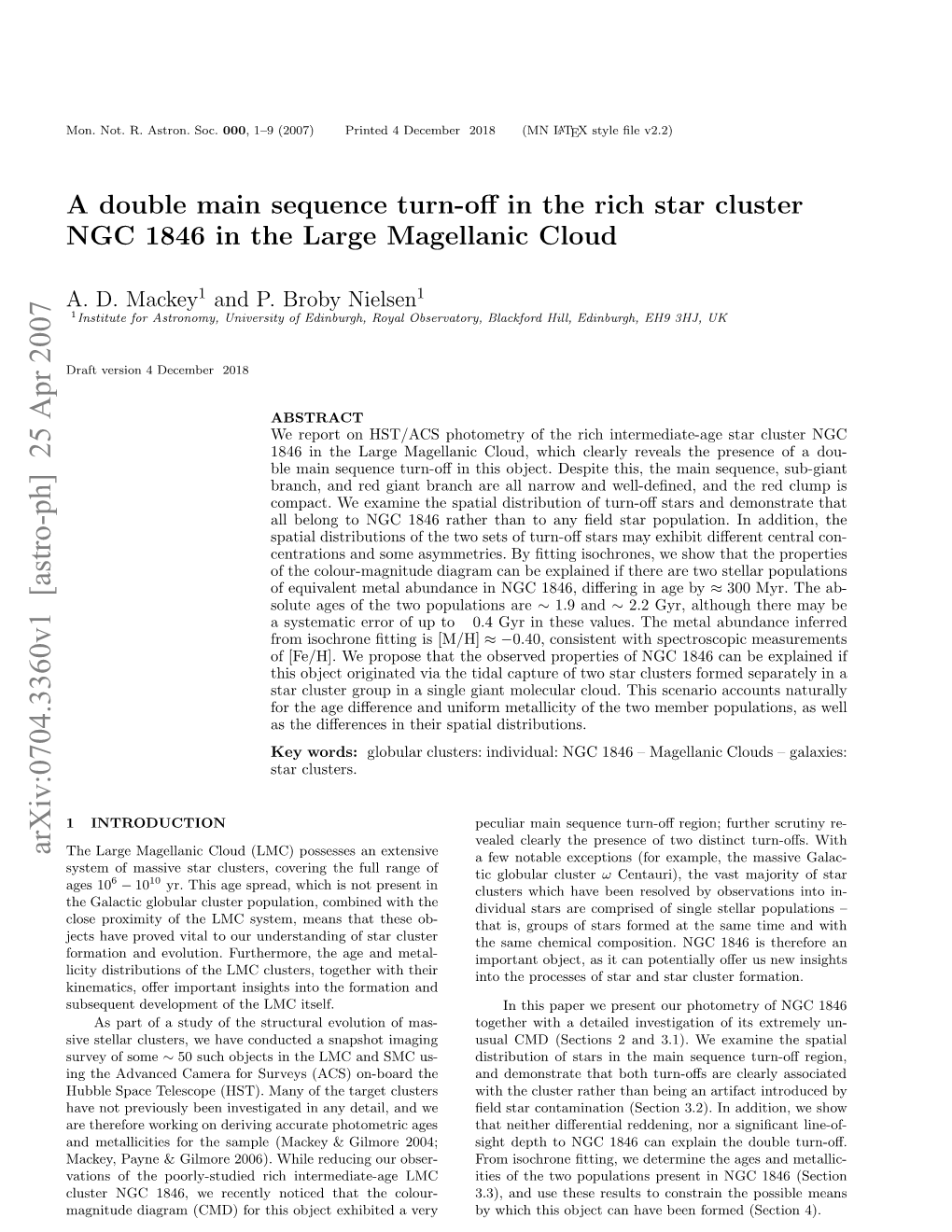 A Double Main Sequence Turn-Off in the Rich Star Cluster NGC 1846 In