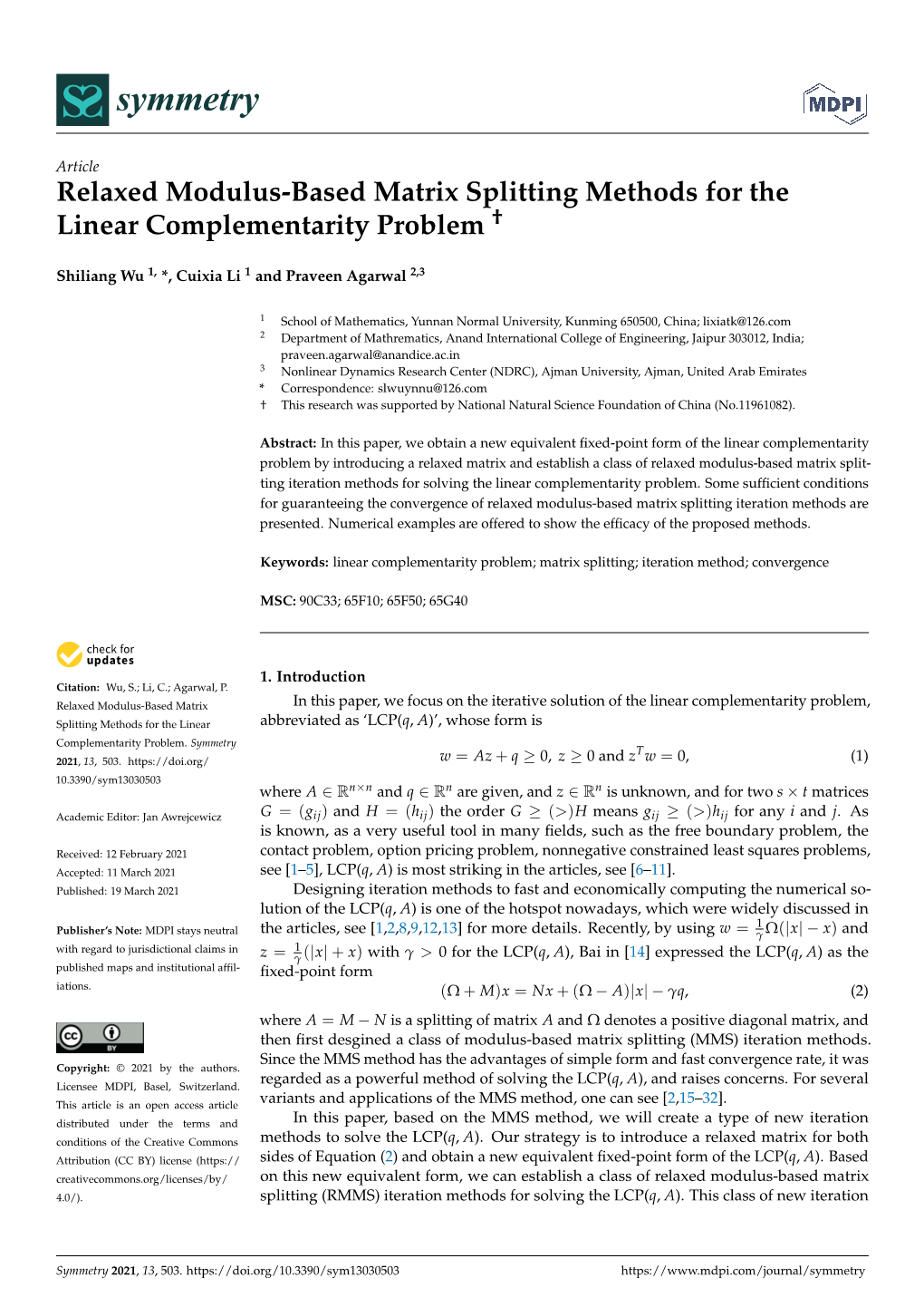 Relaxed Modulus-Based Matrix Splitting Methods for the Linear Complementarity Problem †