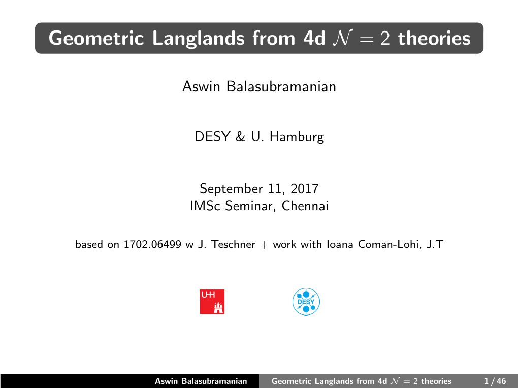 Geometric Langlands from 4D N=2 Theories