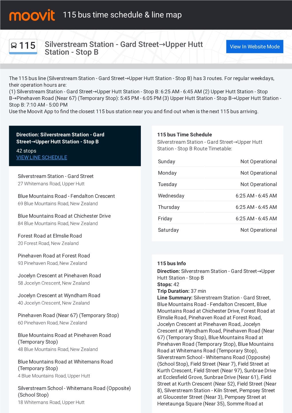 115 Bus Time Schedule & Line Map