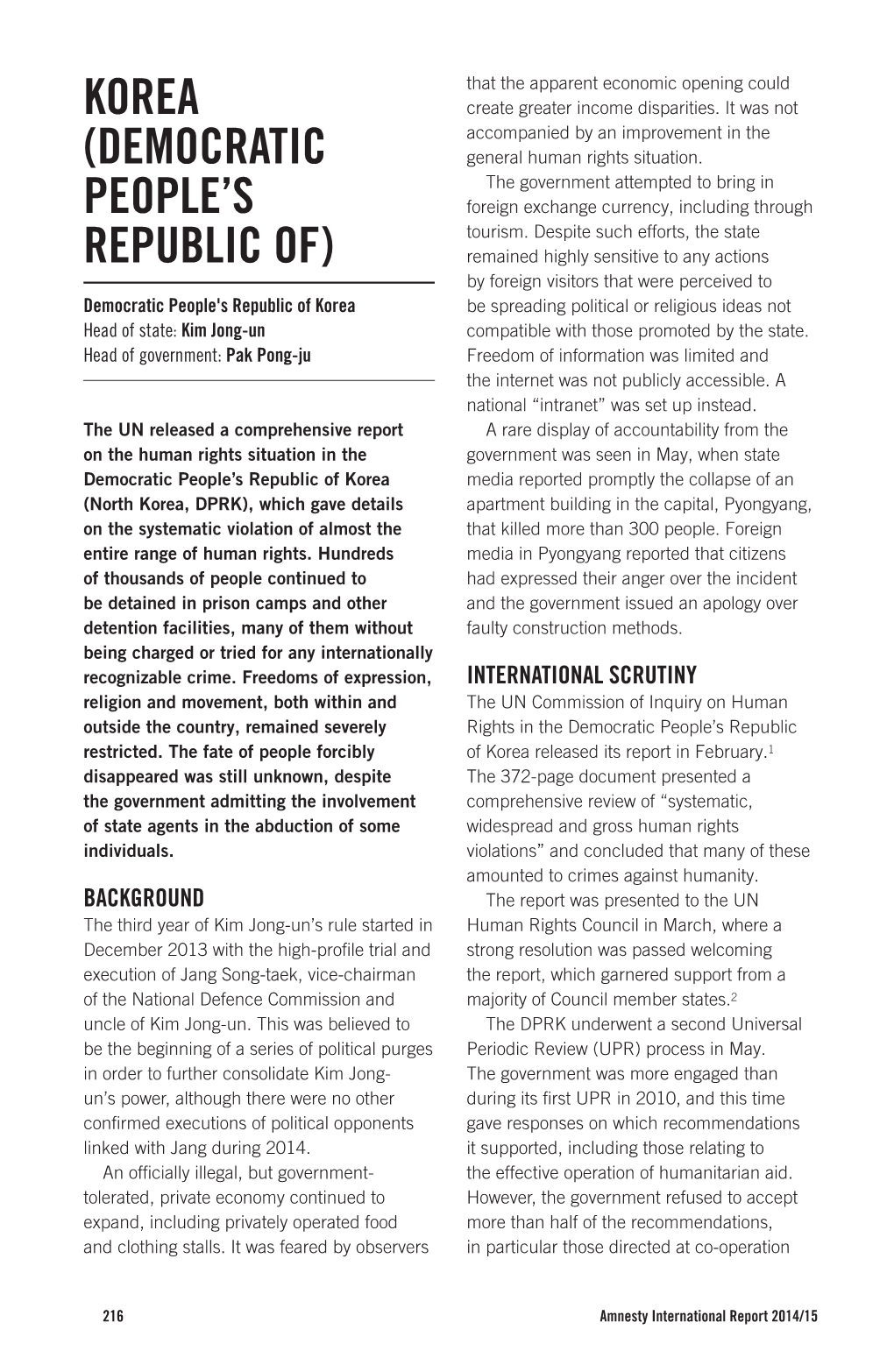 Amnesty International Report 2014/15 the State of the World's Human Rights