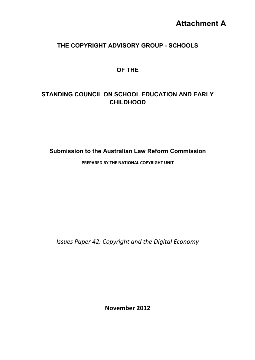 Attachment A: Submission to the Australian Law Reform Commission