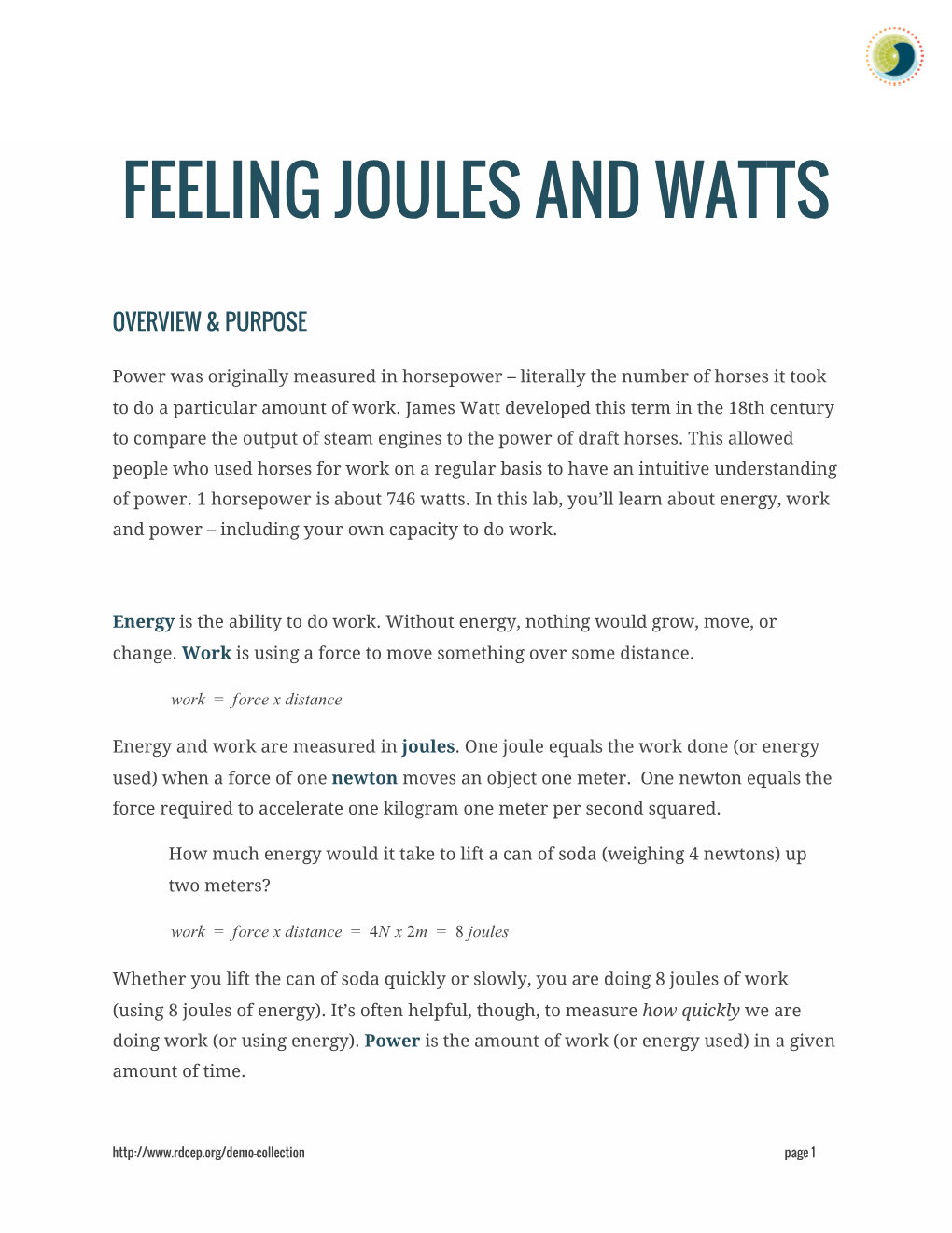 Feeling Joules and Watts