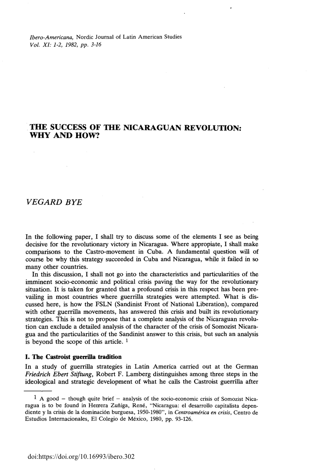 The Success of the Nicaraguan Revolution: Why and How?