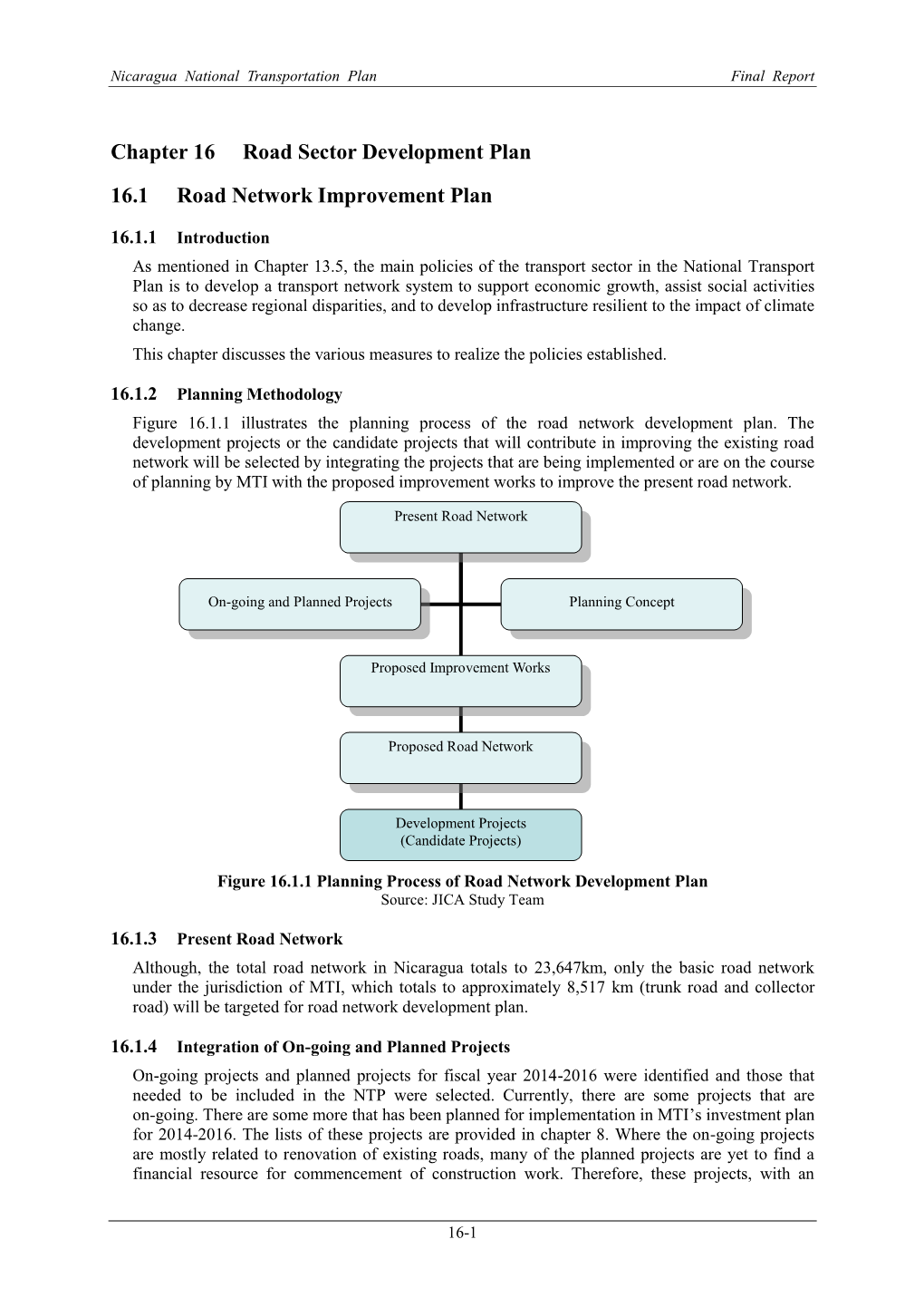 Chapter 16 Road Sector Development Plan 16.1 Road Network