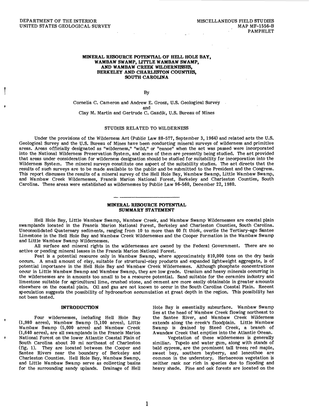 Cornelia C. Cameron and Andrew E. Grosz, U.S. Geological Survey and Clay M