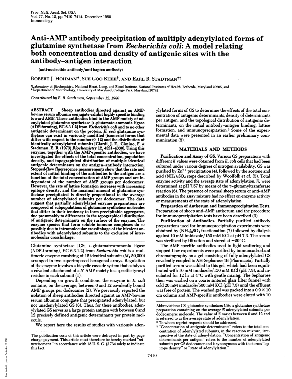 Antibody-Antigen Interaction (Anti-Nucleotide Antibody/Anti-Hapten Antibody) ROBERT J