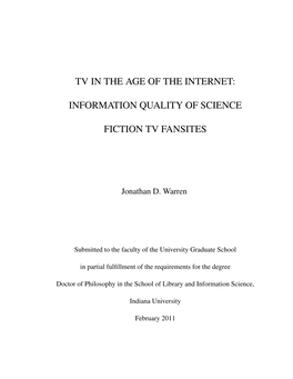 Information Quality of Science Fiction Tv Fansites