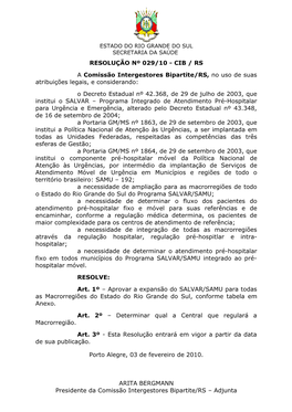 Resolução Nº 029/10 - Cib / Rs