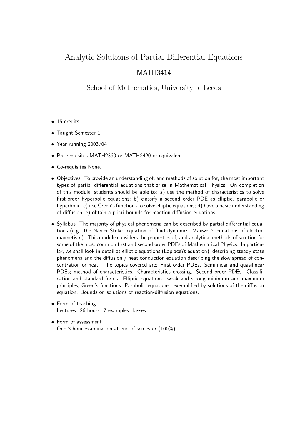 Analytic Solutions of Partial Differential Equations