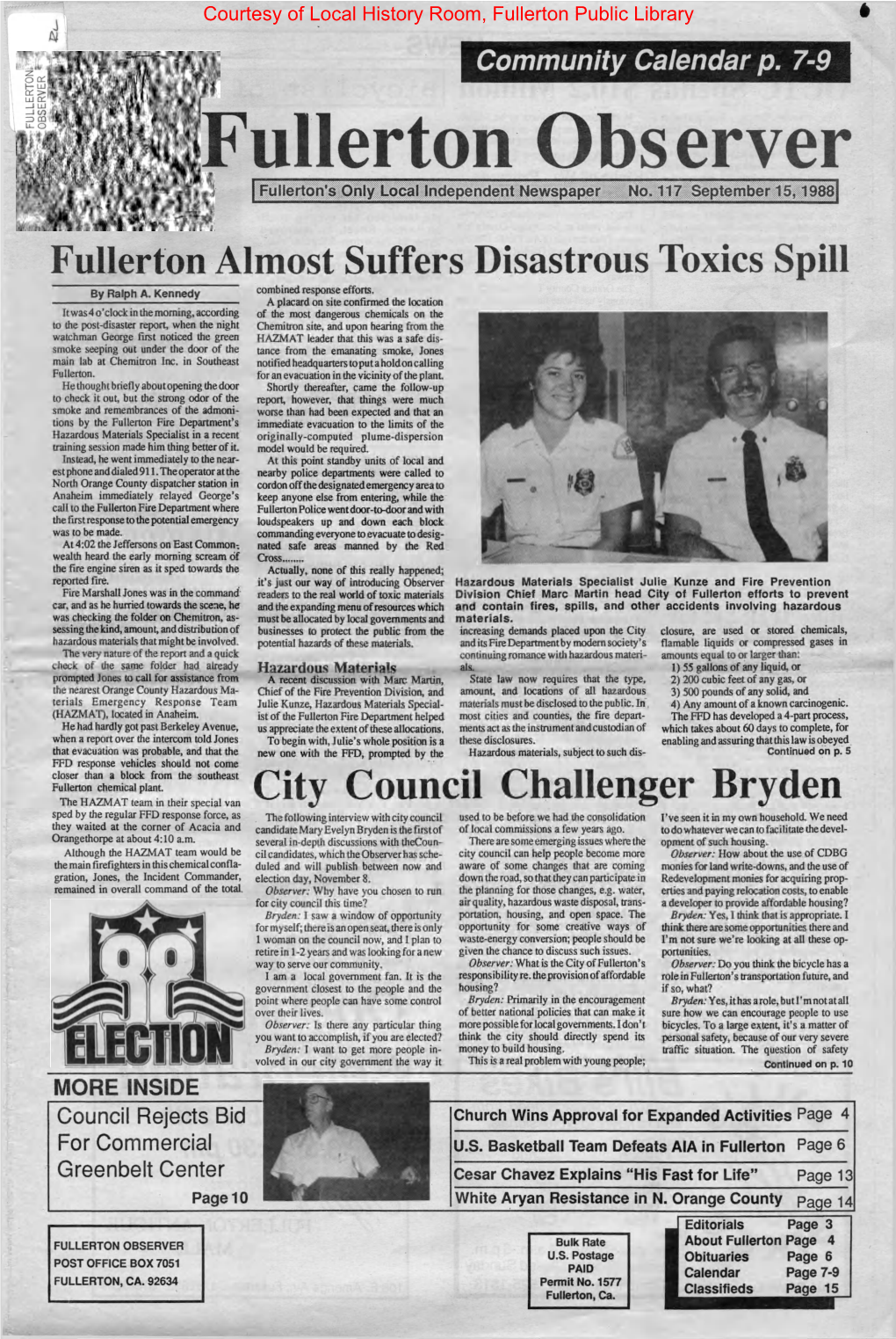 Fullerton Almost Suffers Disastrous Toxics Spill City Council Challenger