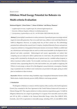 Offshore Wind Energy Potential for Bahrain Via Multi-Criteria Evaluation