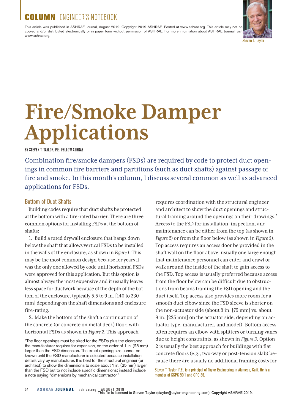 Fire/Smoke Damper Applications by STEVEN T