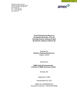 Volume 3, Appendix E-1: Overall Geotechnical Report on The