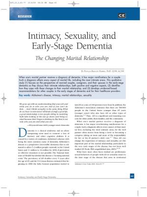Intimacy, Sexuality, and Early-Stage Dementia the Changing Marital Relationship